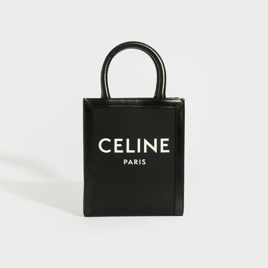 Mini Vertical Cabas Tote in Black Canvas [ReSale]