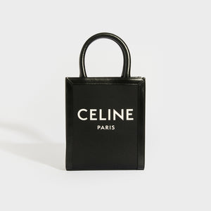 CELINE Mini Vertical Cabas Tote in Black Canvas