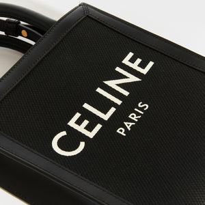 CELINE Mini Vertical Cabas Tote in Black Canvas