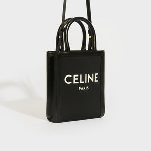 CELINE Mini Vertical Cabas Tote in Black Canvas