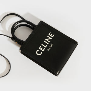 CELINE Mini Vertical Cabas Tote in Black Canvas