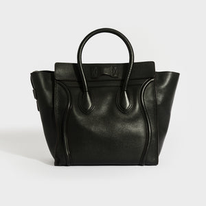 CELINE Mini Luggage Handbag in Black Grained Leather