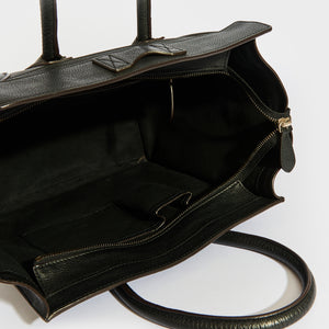 CELINE Mini Luggage Handbag in Black Grained Leather