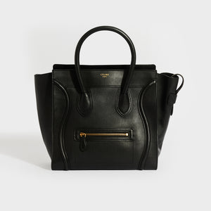 CELINE Mini Luggage Handbag in Black Smooth Leather