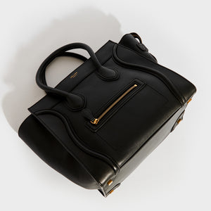 CELINE Mini Luggage Handbag in Black Smooth Leather