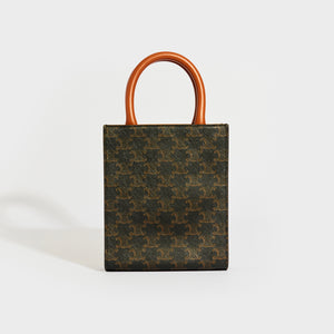 CELINE Mini Vertical Triomphe Cabas Tote in Brown Canvas