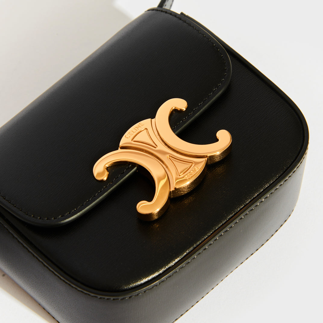 Mini Triomphe Crossbody Bag in Black