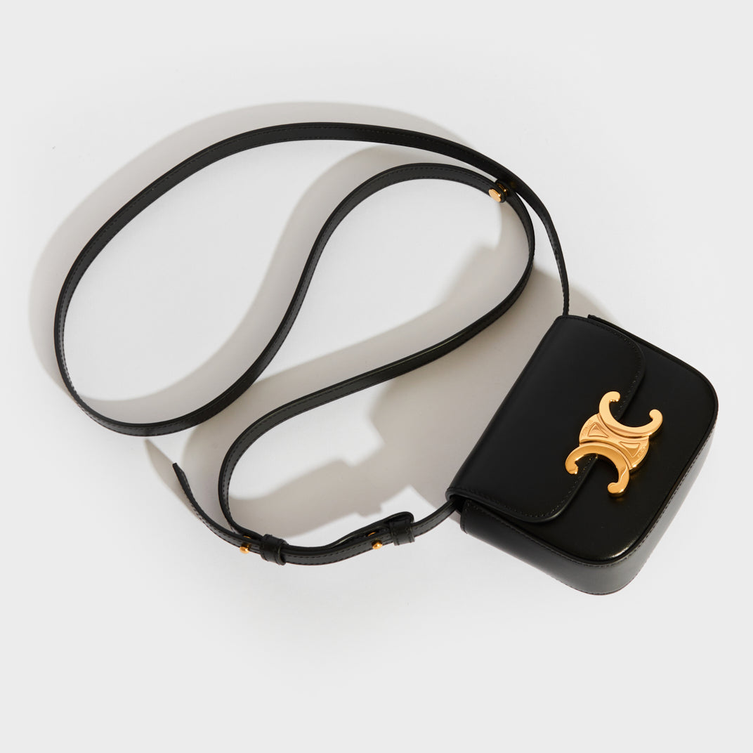 Mini Triomphe Crossbody Bag in Black