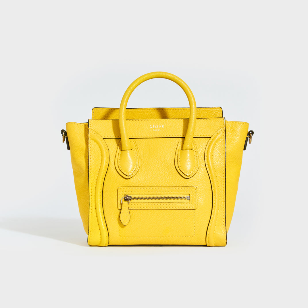 CELINE Nano Luggage Handbag in Yellow