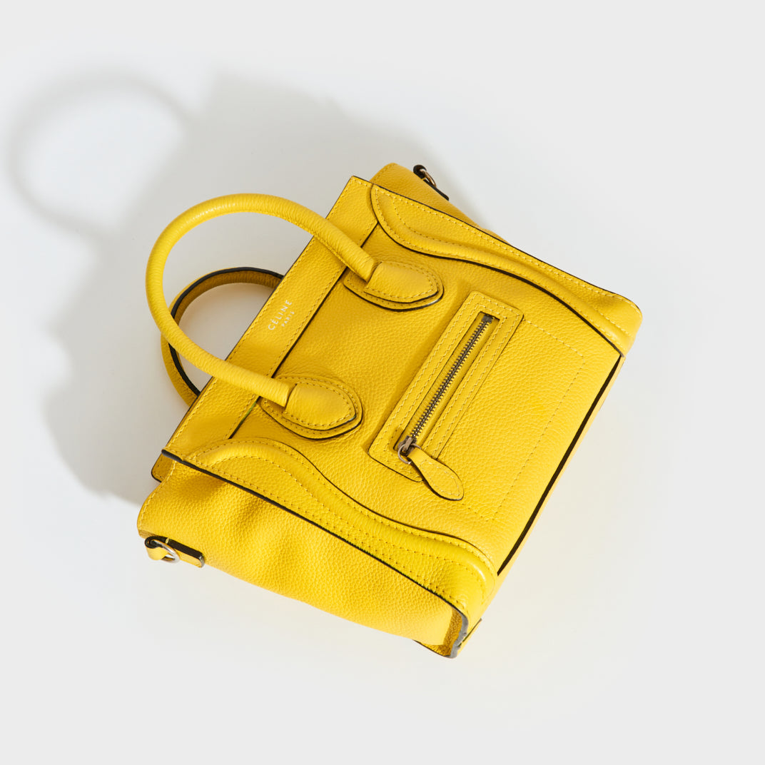 CELINE Nano Luggage Handbag in Yellow