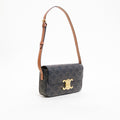 Small Triomphe Claude Shoulder Bag in Brown Canvas