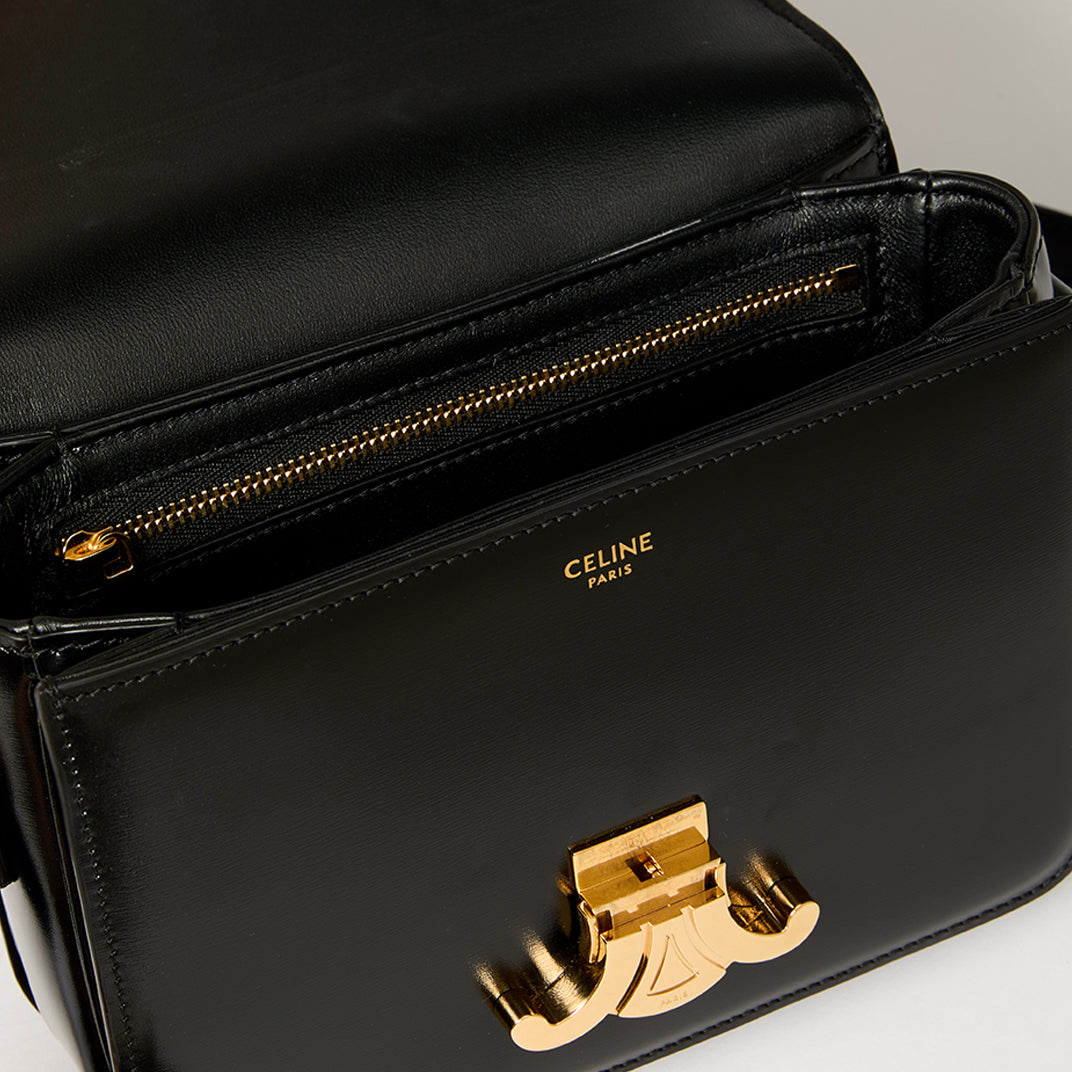Teen Triomphe Bag in Black Shiny Calfskin