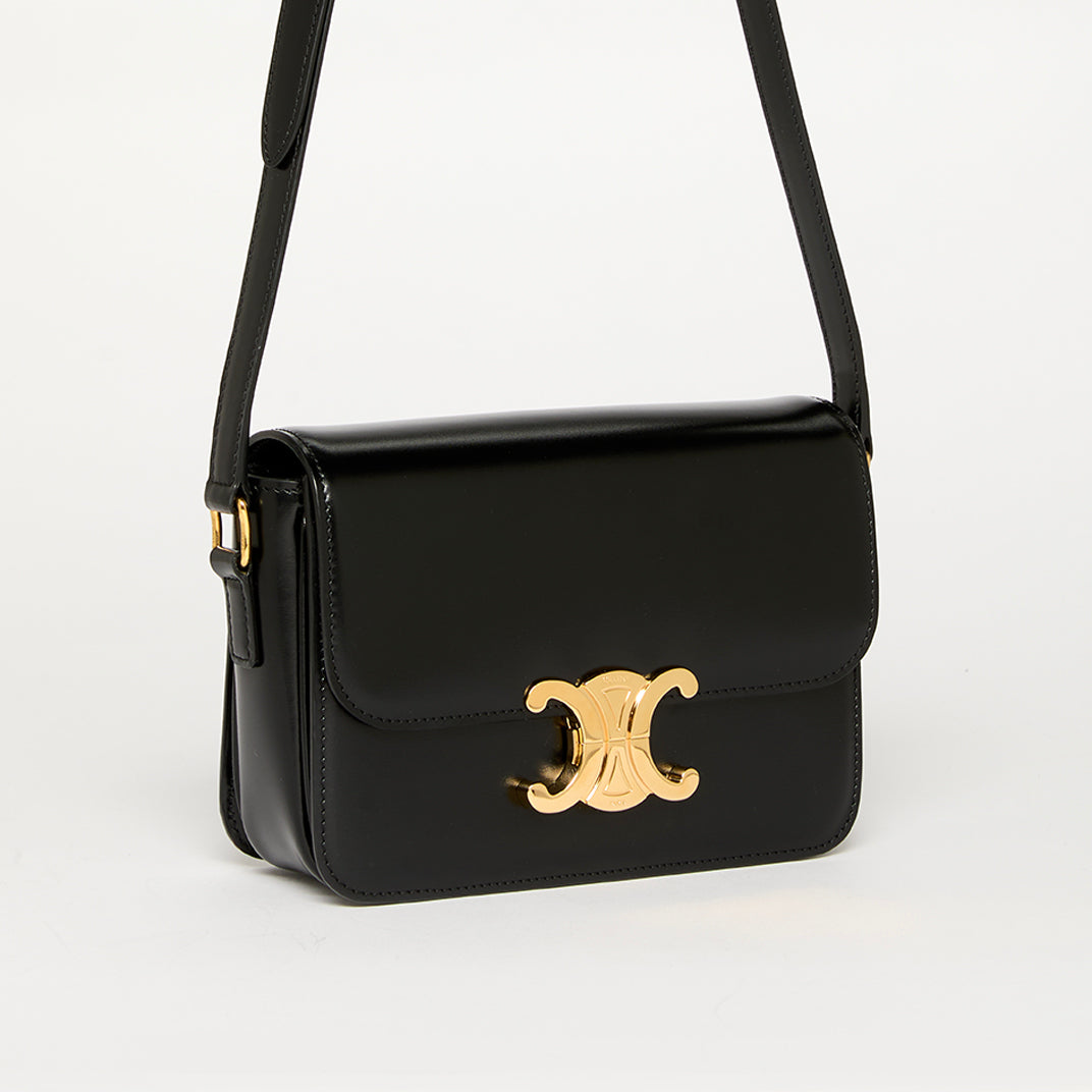 Teen Triomphe Bag in Black Shiny Calfskin