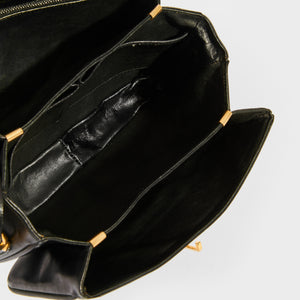 CELINE Vintage Horse Carriage Leather Shoulder Bag in Black