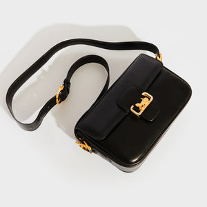 CELINE Vintage Horse Carriage Leather Shoulder Bag in Black