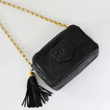 Load image into Gallery viewer, CHANEL CC Diamond-Quilted Tassel Crossbody Bag in Black 1989 - 1991 [ReSale]