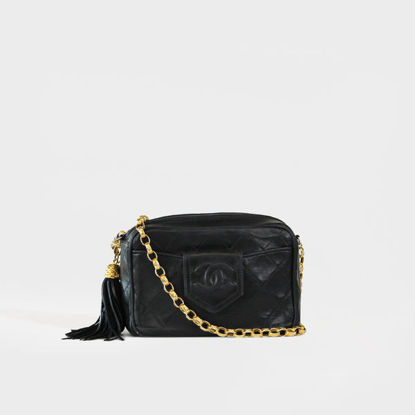 CHANEL CC Diamond-Quilted Tassel Crossbody Bag in Black 2013