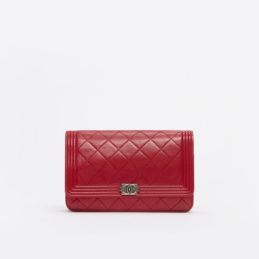 Boy Wallet On Chain in Red Leather