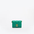 Micro CC Clutch With Chain Crossbody Bag in Green Quilted Lambskin