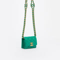 Micro CC Clutch With Chain Crossbody Bag in Green Quilted Lambskin