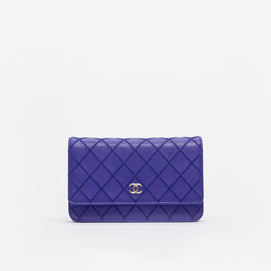 CC Fancy Wallet On Chain in Cobalt Quilted Leather