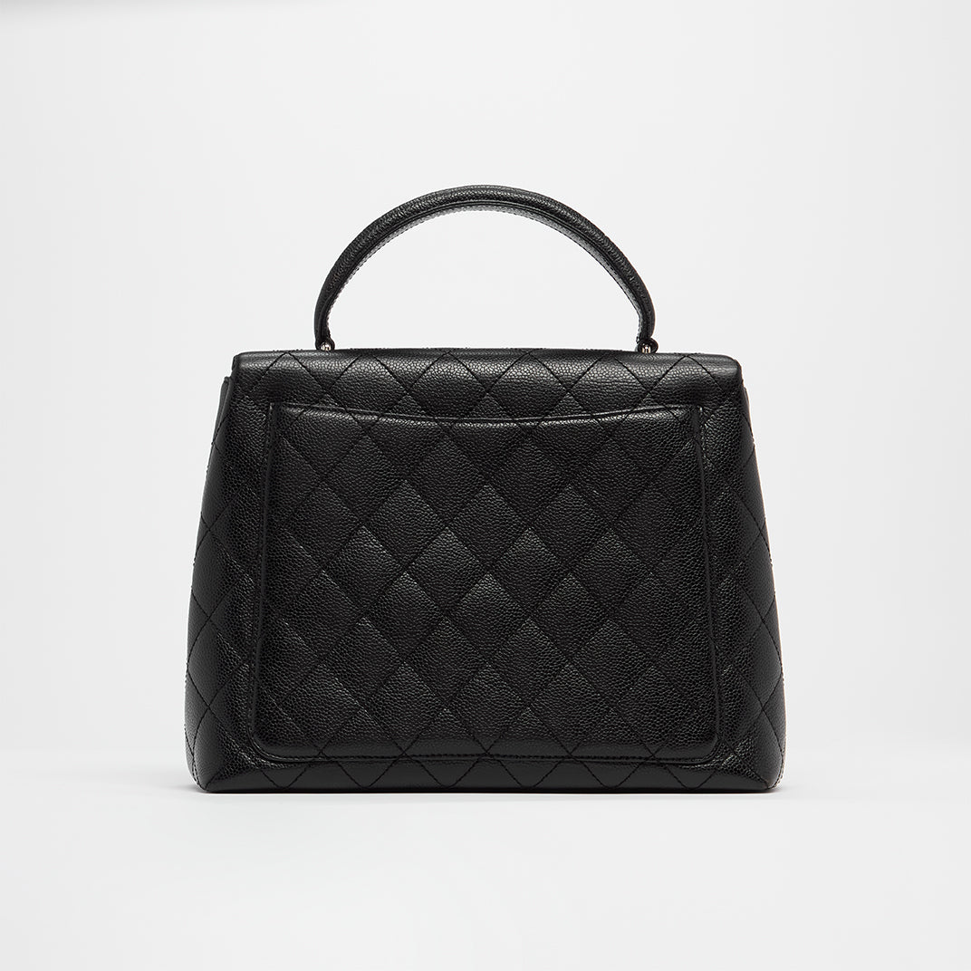 Kelly Top Handle Bag in Black Caviar Leather