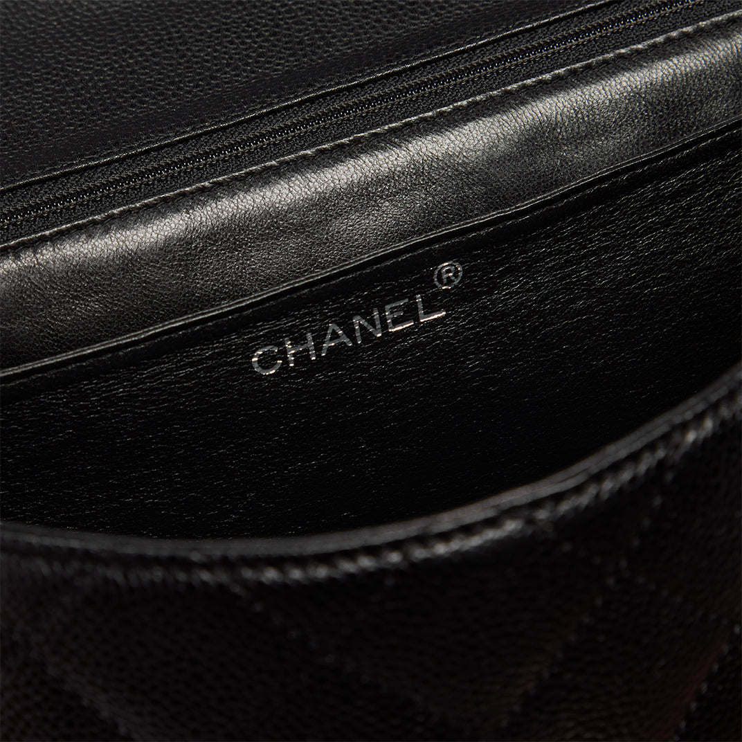 Kelly Top Handle Bag in Black Caviar Leather