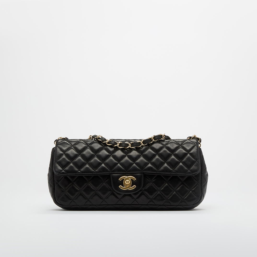 Classic Lucky Charms East West Bag in Black Calfskin Leather