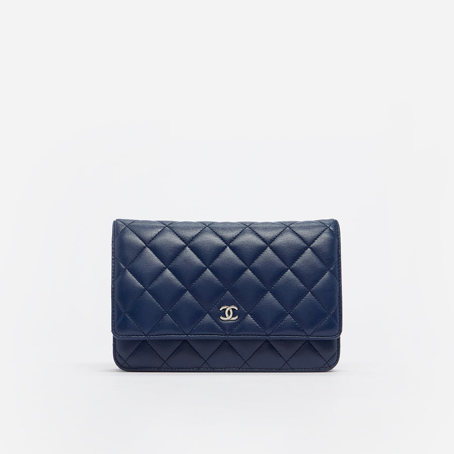 Classic Wallet on Chain in Navy Blue Leather 2013 - 2014