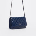 Classic Wallet on Chain in Navy Blue Leather 2013 - 2014