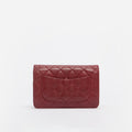 Classic Wallet on Chain in Dark Red Leather