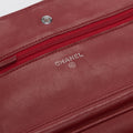 Classic Wallet on Chain in Dark Red Leather