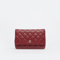 Classic Wallet on Chain in Dark Red Leather