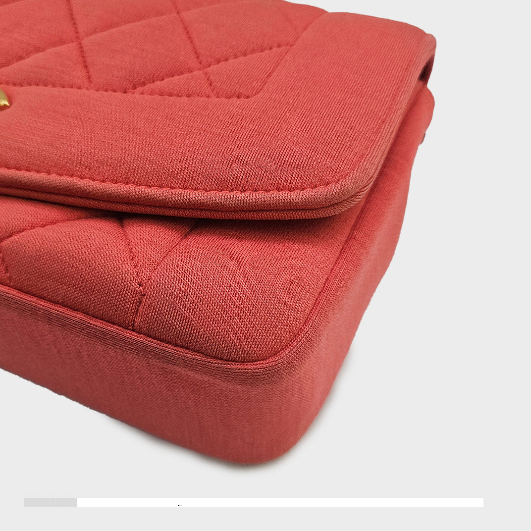 Rare Diana Single Flap Shoulder Bag in Coral Jersey 2014-2015 [ReSale]