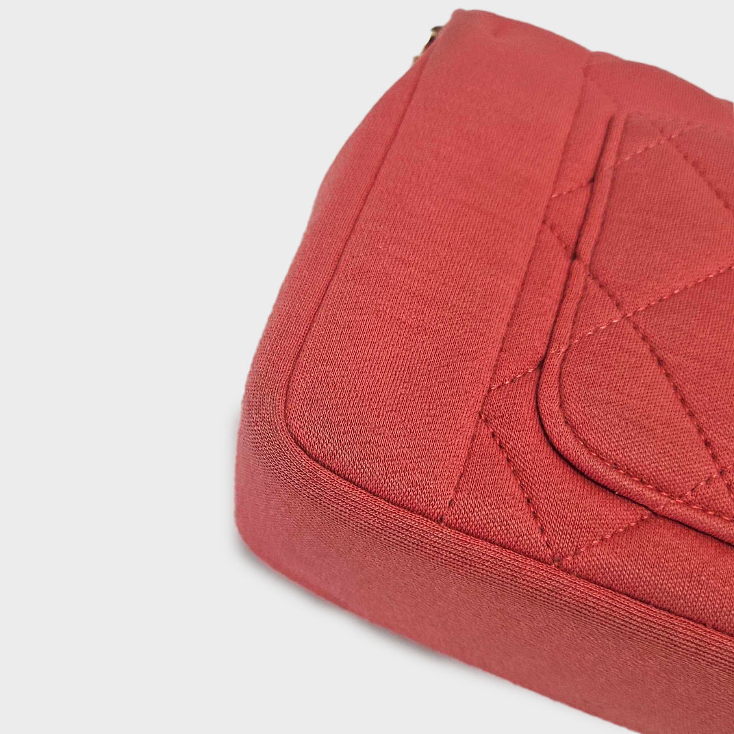 Rare Diana Single Flap Shoulder Bag in Coral Jersey 2014-2015 [ReSale]