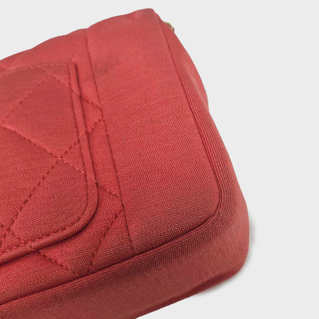 Rare Diana Single Flap Shoulder Bag in Coral Jersey 2014-2015 [ReSale]