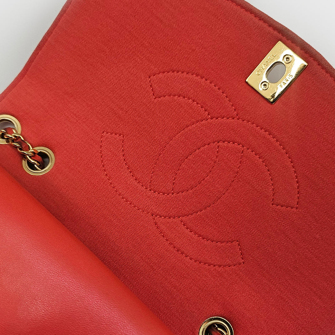 Rare Diana Single Flap Shoulder Bag in Coral Jersey 2014-2015 [ReSale]