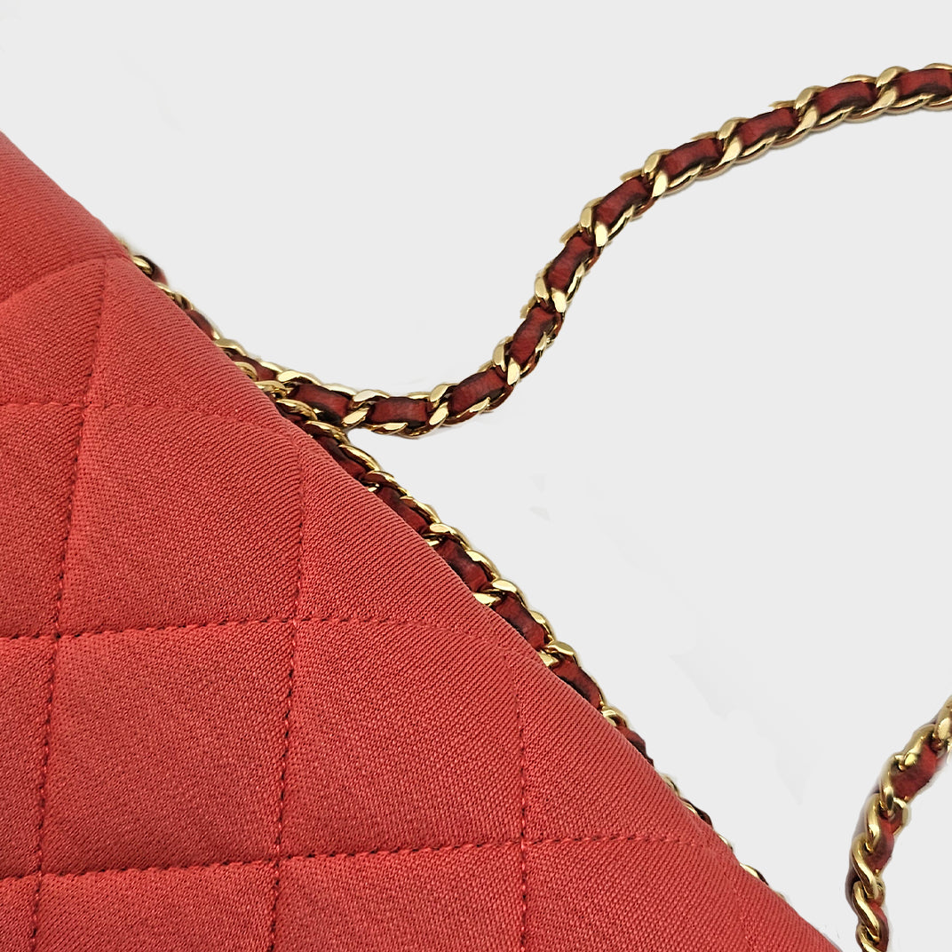 Rare Diana Single Flap Shoulder Bag in Coral Jersey 2014-2015 [ReSale]