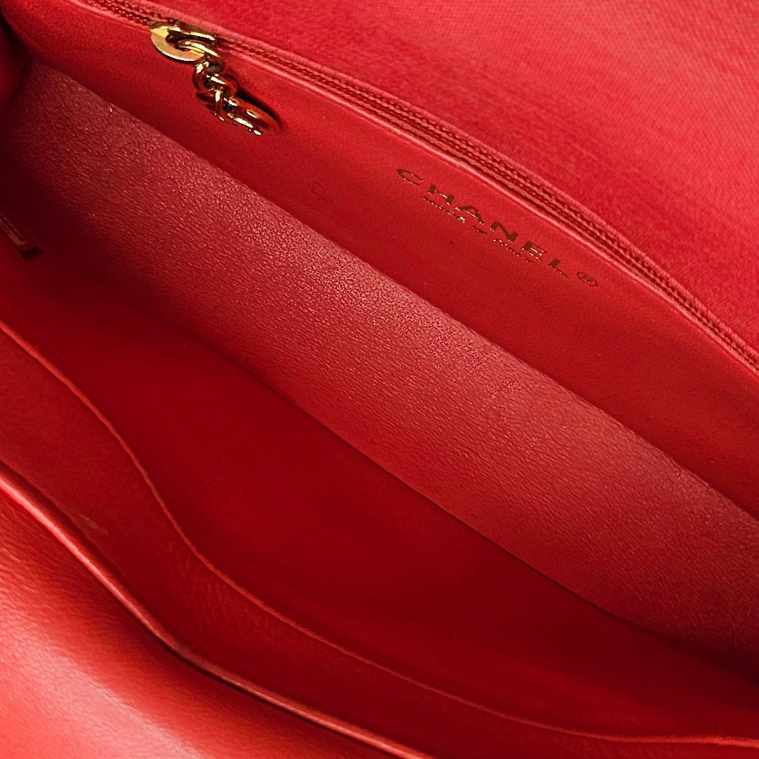 Rare Diana Single Flap Shoulder Bag in Coral Jersey 2014-2015 [ReSale]