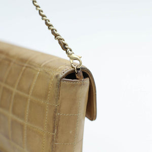CHANEL East West Chocolate Bar Leather Shoulder Bag in Tan 2000 - 2002 [ReSale]