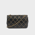 Wild Stitch Single Flap Bag in Black Calfskin Leather