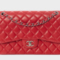 Large Classic Flap Bag in Red Calfskin Leather