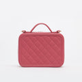 Medium CC Filigree Vanity Case in Pink Caviar Leather