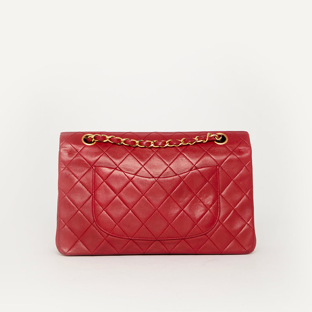 Medium Classic Double Flap Bag in Red Lambskin 1989 - 1991