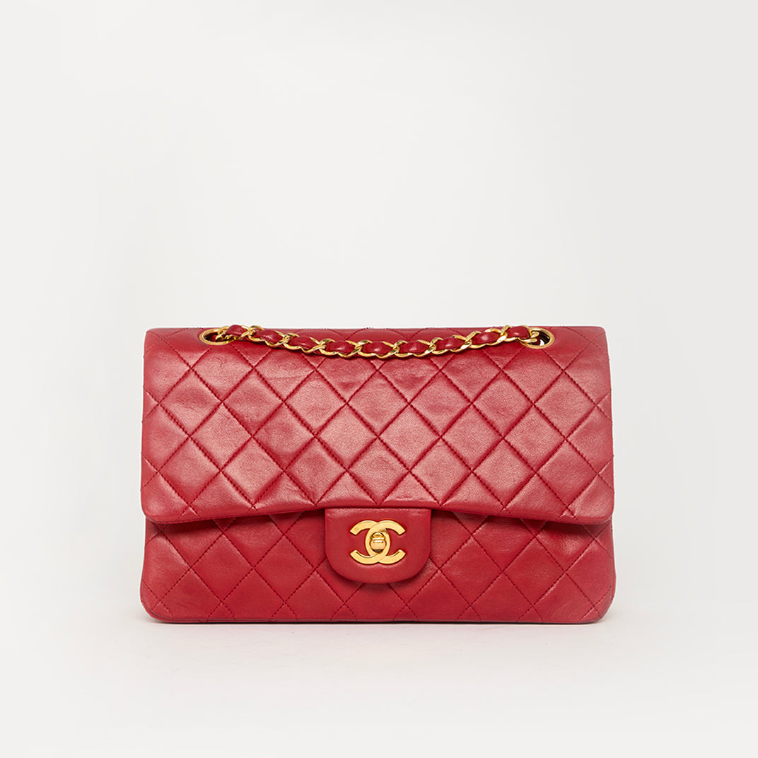 Medium Classic Double Flap Bag in Red Lambskin 1989 - 1991