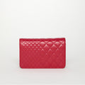 Asymmetrical Stitch Wallet On Chain in Red Lambskin Leather