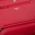 Asymmetrical Stitch Wallet On Chain in Red Lambskin Leather