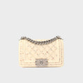 Small Boy Bag in Cream Calfskin Leather with Sequins [ReSale]