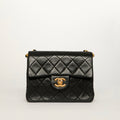 Square Classic Quilted Flap Crossbody Bag in Black Lambskin