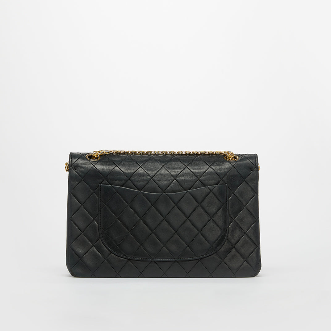 Vintage Double Flap Shoulder Bag in Black 1980 [ReSale]
